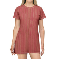 Red Striped Knit T-Shirt Dress — Casual Cozy Summer & Holiday