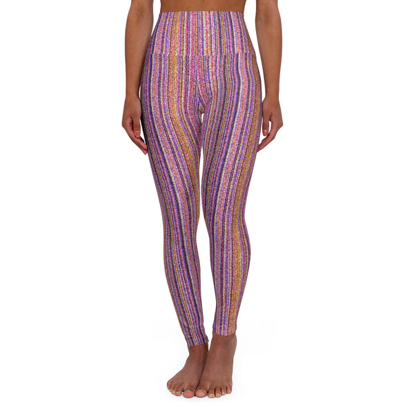High-Waisted Leggings — Abstract Purple Mosaic All-Over Print