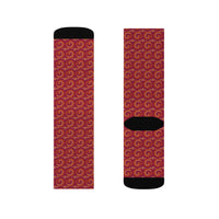 Red Crew Sublimation Socks — All-Over Print Crew Socks