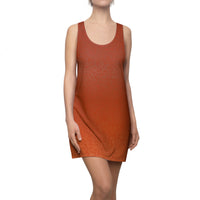 Orange Ombre Knit-Texture Racerback Dress — Women's All-Over Print