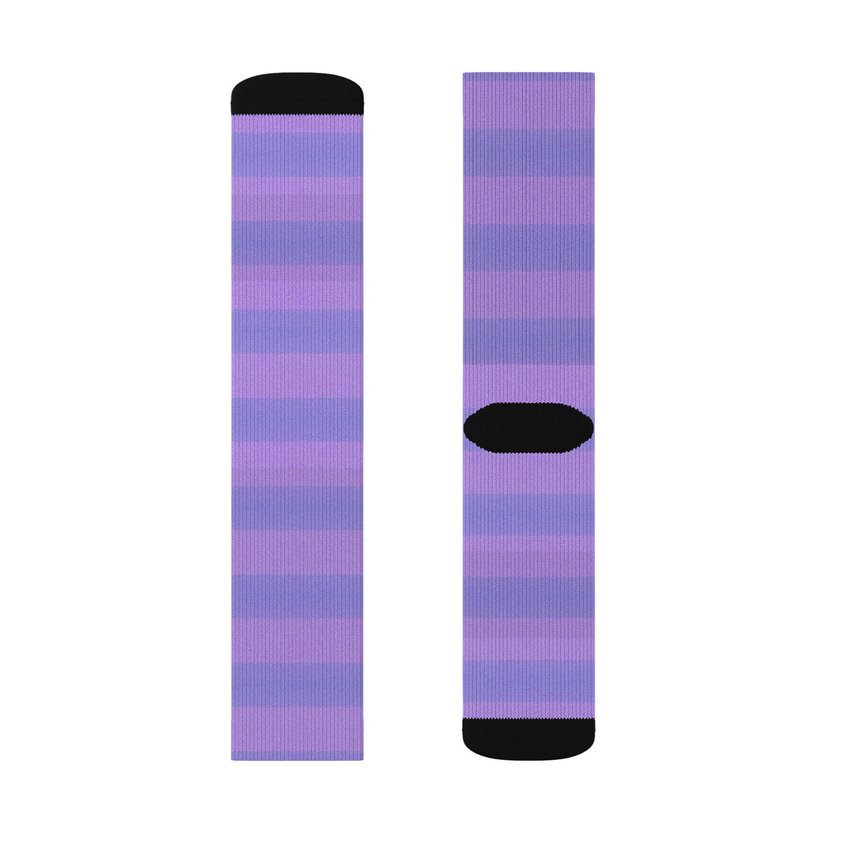 Light Purple Striped Sublimation Crew Socks — Vertical Knit Pattern