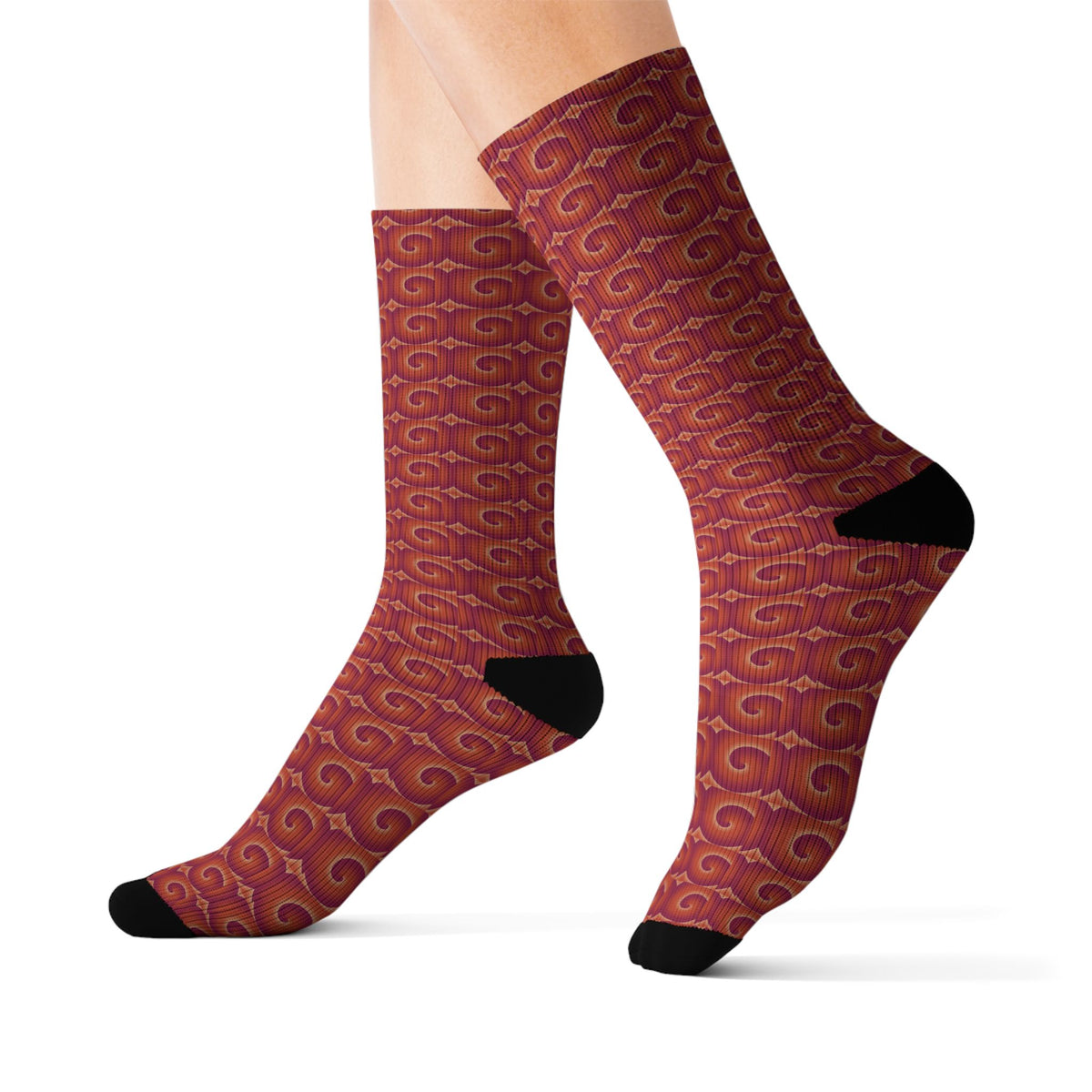 Red Crew Sublimation Socks — All-Over Print Crew Socks