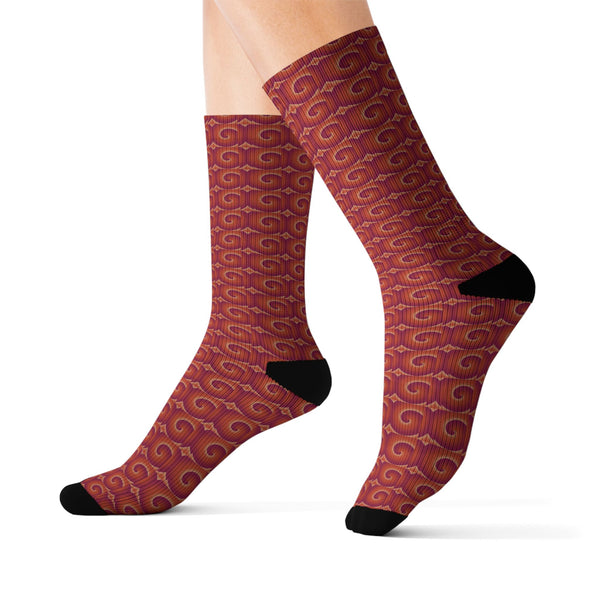 Red Crew Sublimation Socks — All-Over Print Crew Socks