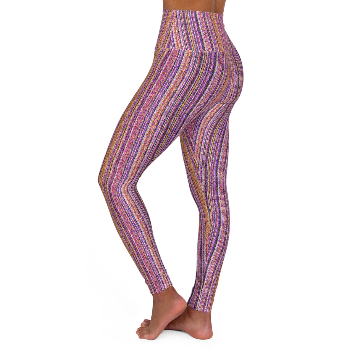 High-Waisted Leggings — Abstract Purple Mosaic All-Over Print
