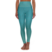 Green Print High-Waisted Leggings – Earthy Rust AOP