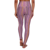 High-Waisted Leggings — Abstract Purple Mosaic All-Over Print