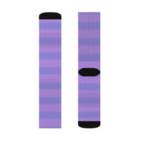 Light Purple Striped Sublimation Crew Socks — Vertical Knit Pattern