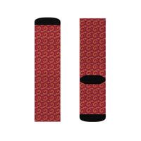 Red Crew Sublimation Socks — All-Over Print Crew Socks