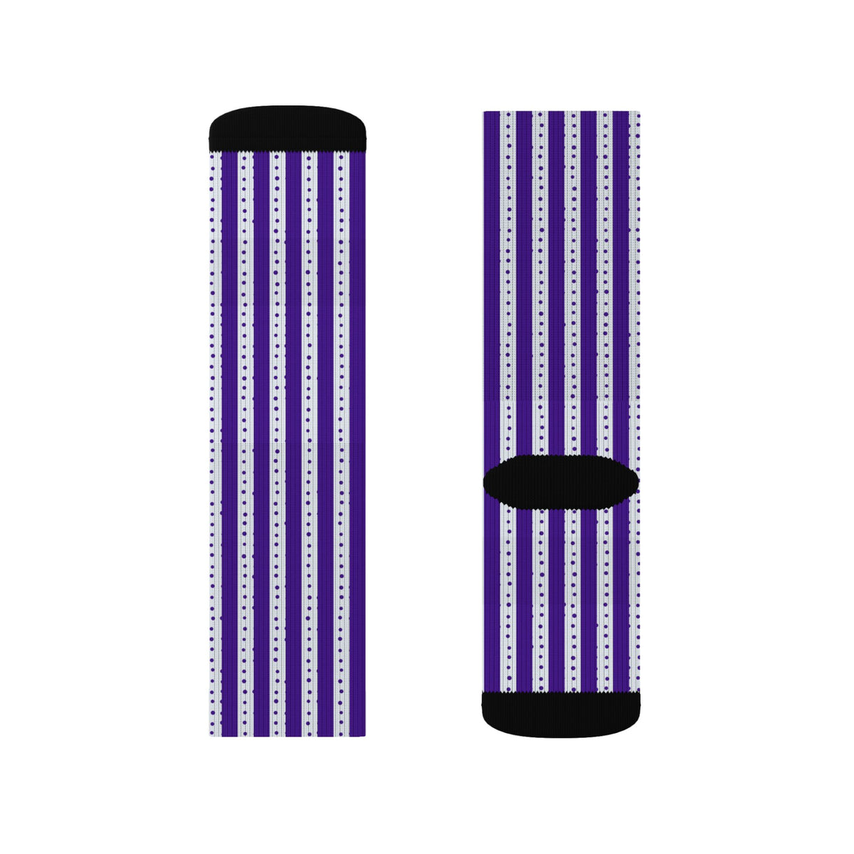 Purple Striped Sublimation Crew Socks — Vertical Knit Pattern