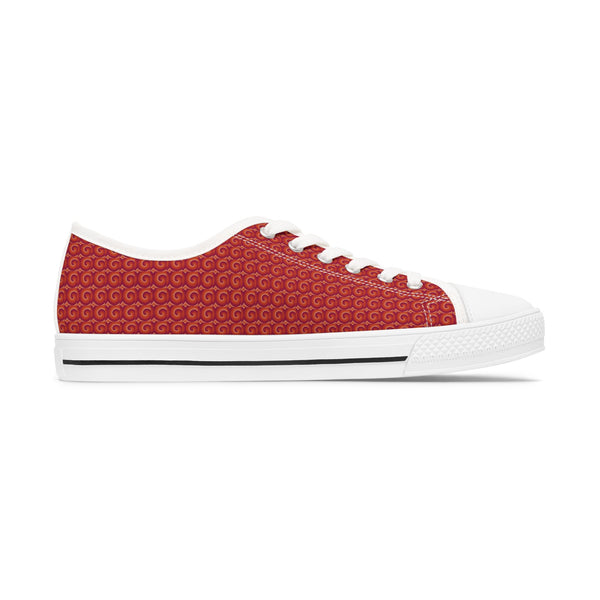 Red Canvas Women's Low Top Sneakers — Casual Everyday Lace-Up Shoes