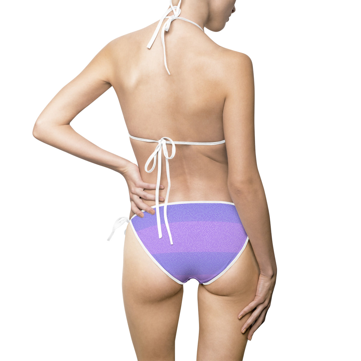 Purple Stripe  Bikini — Women's Tie-Side Swimsuit