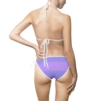 Purple Stripe  Bikini — Women's Tie-Side Swimsuit