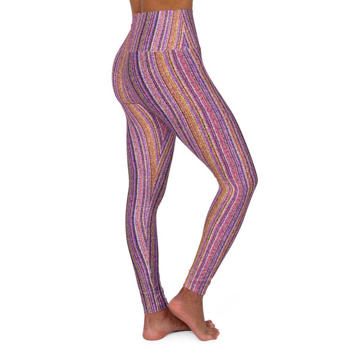 High-Waisted Leggings — Abstract Purple Mosaic All-Over Print