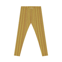 Gold Metallic Vertical Stripe Leggings — Women's Foil-Stripe Casual Leggings