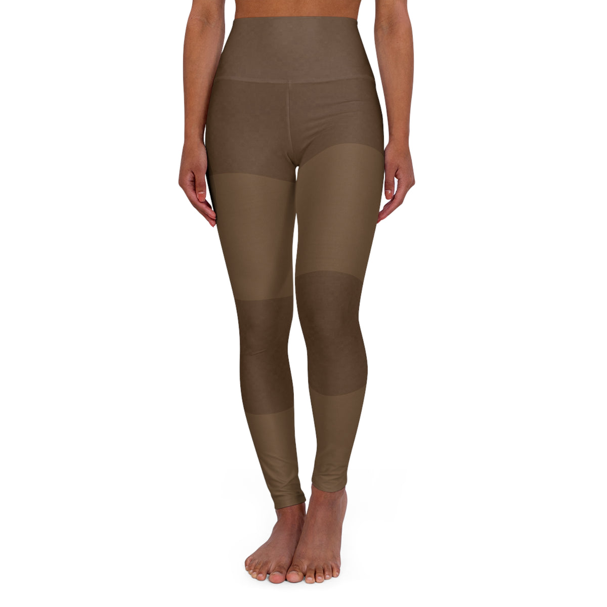 Brown Stripes High-Waisted Leggings – Earthy Rust AOP