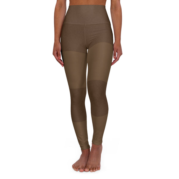 Brown Stripes High-Waisted Leggings – Earthy Rust AOP
