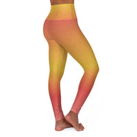Yellow Pink Stripes High-Waisted Leggings – Earthy Rust AOP