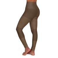 Brown Stripes High-Waisted Leggings – Earthy Rust AOP
