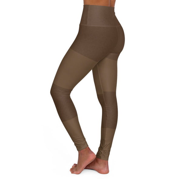 Brown Stripes High-Waisted Leggings – Earthy Rust AOP