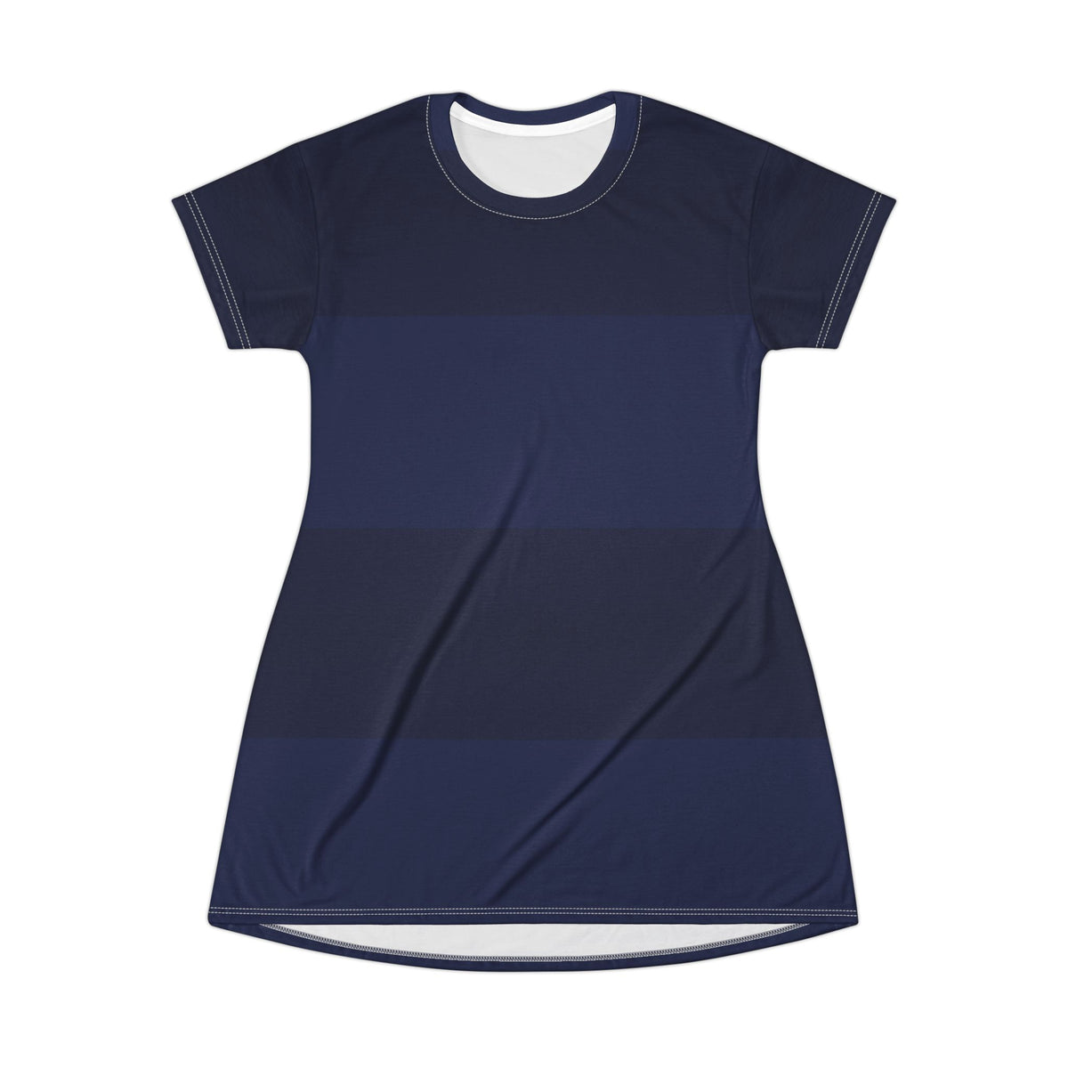 Navy Blue Striped Knit T-Shirt Dress — Casual Cozy Summer & Holiday