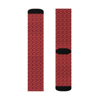 Red Crew Sublimation Socks — All-Over Print Crew Socks