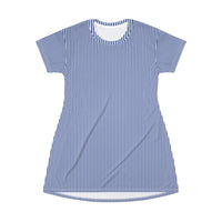 Blue Striped Knit T-Shirt Dress — Casual Cozy Summer & Holiday