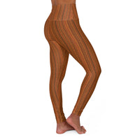 Autumn Stripes High-Waisted Leggings – Earthy Rust AOP