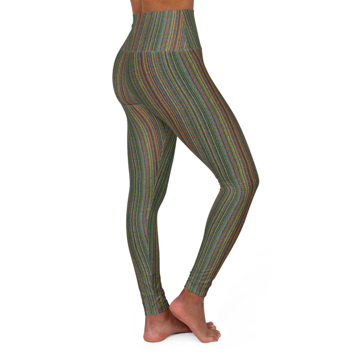 High-Waisted Leggings — Colorful Striped Tie-Dye Pattern