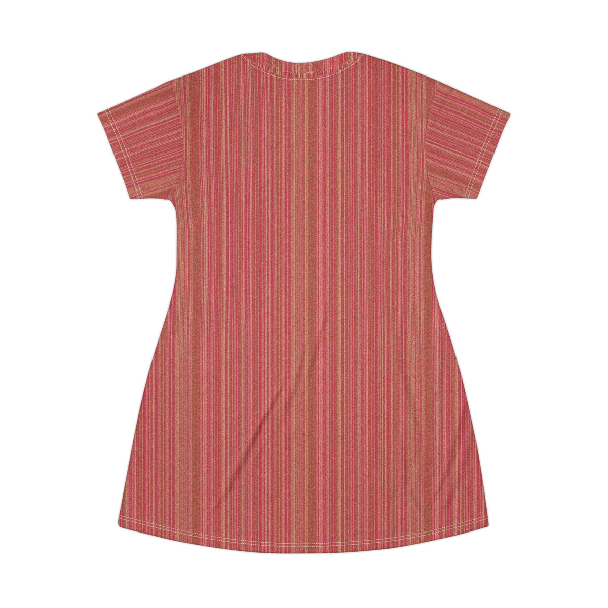 Red Striped Knit T-Shirt Dress — Casual Cozy Summer & Holiday