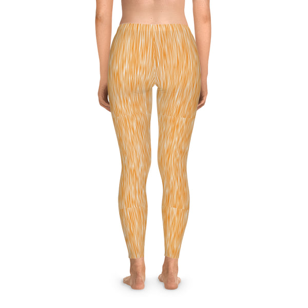 Orange Brushstroke Pattern Leggings —  Activewear