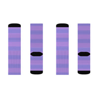 Light Purple Striped Sublimation Crew Socks — Vertical Knit Pattern