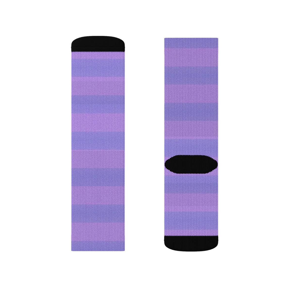 Light Purple Striped Sublimation Crew Socks — Vertical Knit Pattern