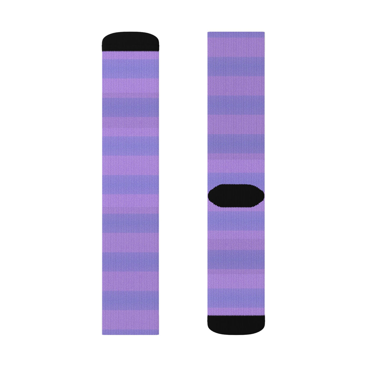 Light Purple Striped Sublimation Crew Socks — Vertical Knit Pattern