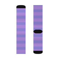 Light Purple Striped Sublimation Crew Socks — Vertical Knit Pattern