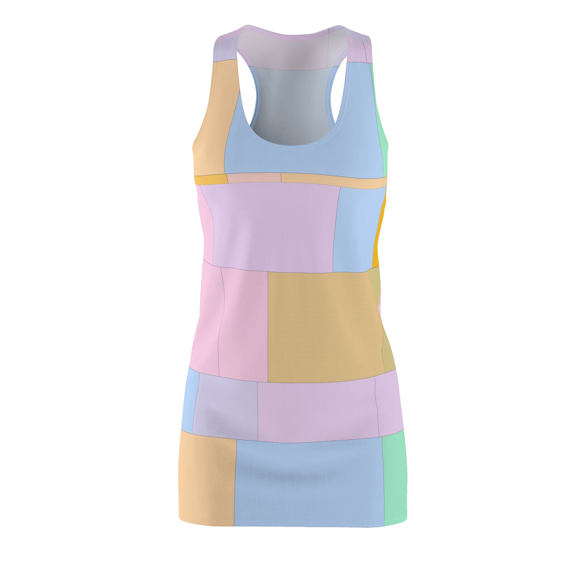 Pastel Patchwork Racerback Dress — Colorblock Summer Sundress