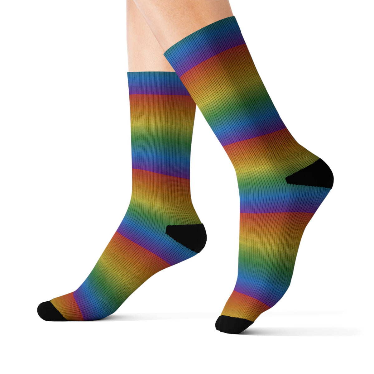 Multicolor Sublimation Crew Socks — Vertical Knit Pattern