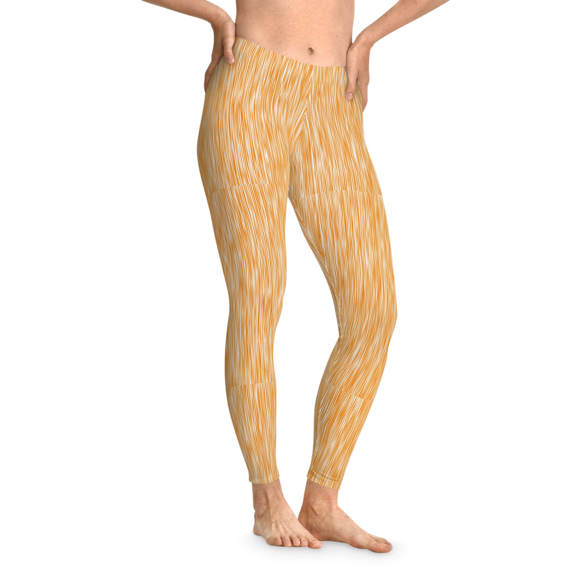 Orange Brushstroke Pattern Leggings —  Activewear