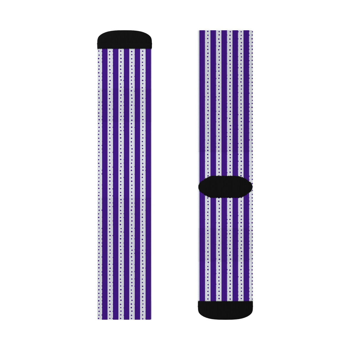 Purple Striped Sublimation Crew Socks — Vertical Knit Pattern