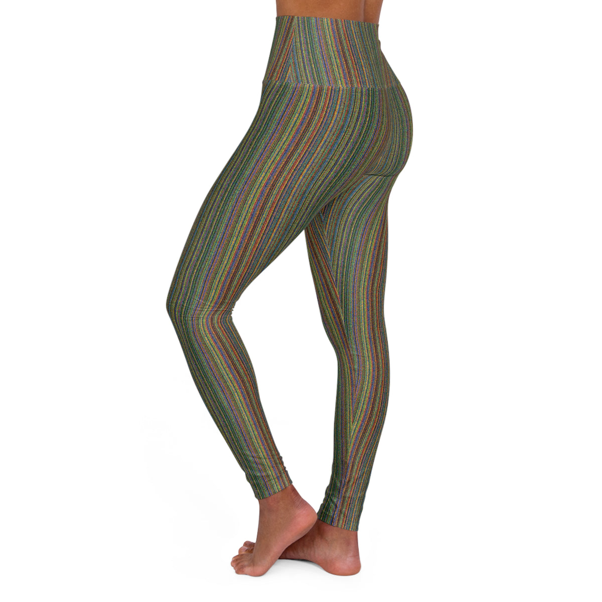 High-Waisted Leggings — Colorful Striped Tie-Dye Pattern