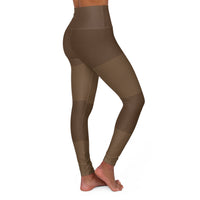 Brown Stripes High-Waisted Leggings – Earthy Rust AOP