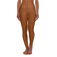 Autumn Stripes High-Waisted Leggings – Earthy Rust AOP