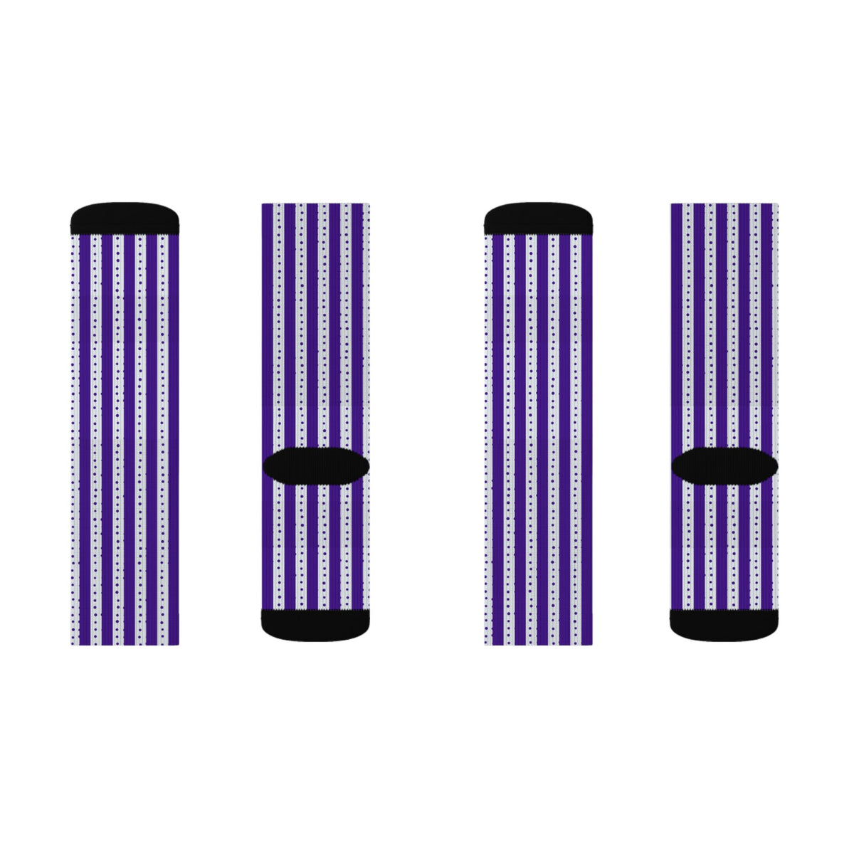 Purple Striped Sublimation Crew Socks — Vertical Knit Pattern
