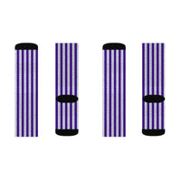 Purple Striped Sublimation Crew Socks — Vertical Knit Pattern