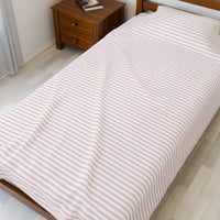 Striped Velveteen Plush Blanket — Soft Pink Throw for Nursery & Cozy Home