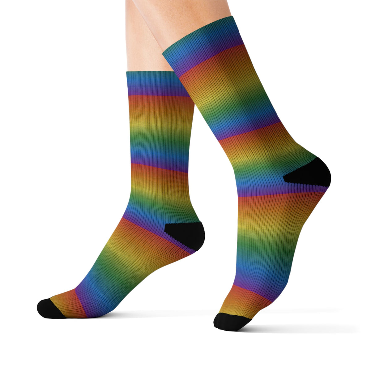 Multicolor Sublimation Crew Socks — Vertical Knit Pattern