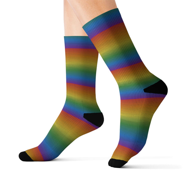Multicolor Sublimation Crew Socks — Vertical Knit Pattern