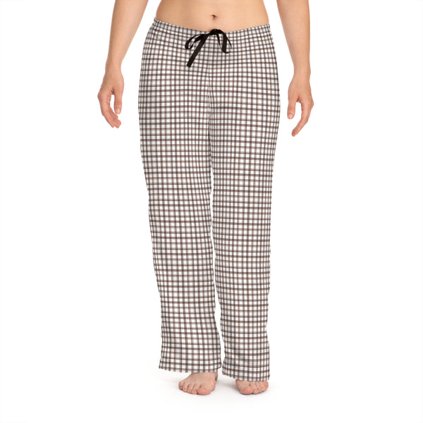 Brown Plaid Women’s Pajama Pants — Cozy Lounge Sleepwear