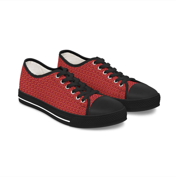 Red Canvas Women's Low Top Sneakers — Casual Everyday Lace-Up Shoes