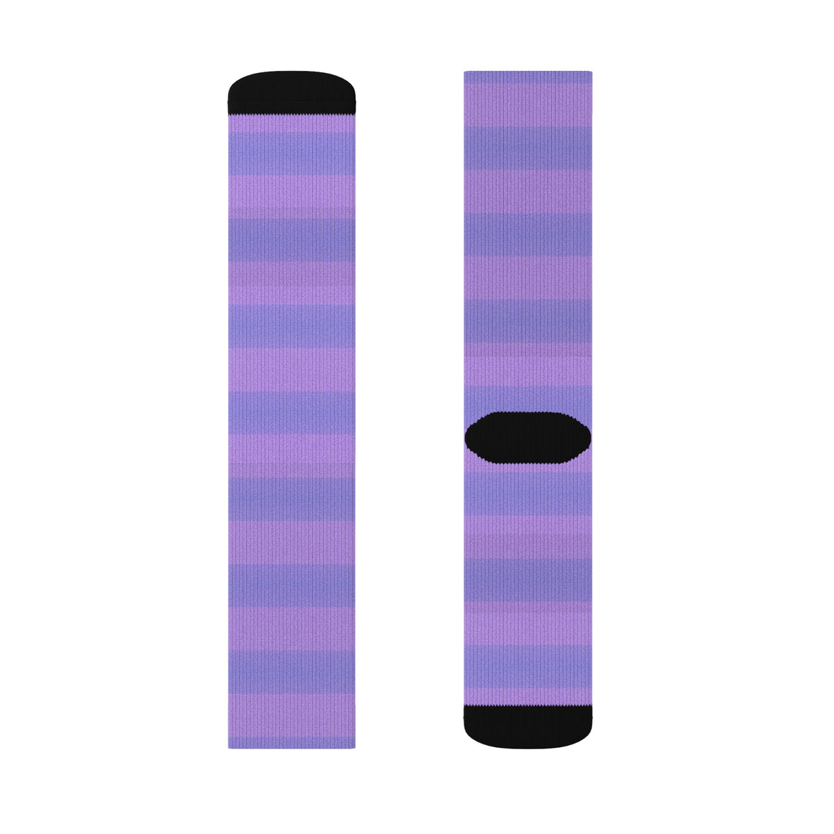 Light Purple Striped Sublimation Crew Socks — Vertical Knit Pattern