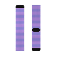 Light Purple Striped Sublimation Crew Socks — Vertical Knit Pattern